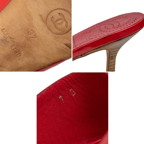Chanel‎ Vintage Red Patent Leather Heeled Mules – Size 37 (US 7 / UK 4.5) - Picture 12 of 12